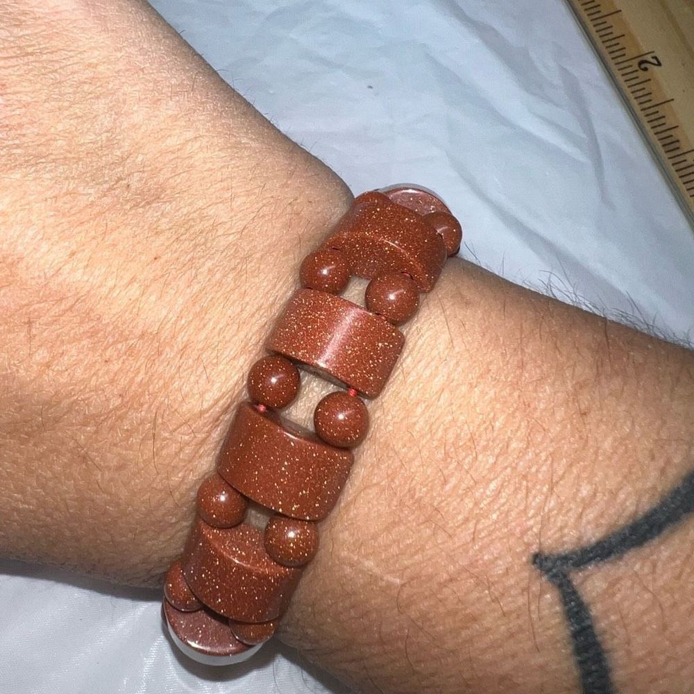 One Goldstone Tanker Bracelet, Goldstone Bracelet, Stretch Bracelet, Energy Brac